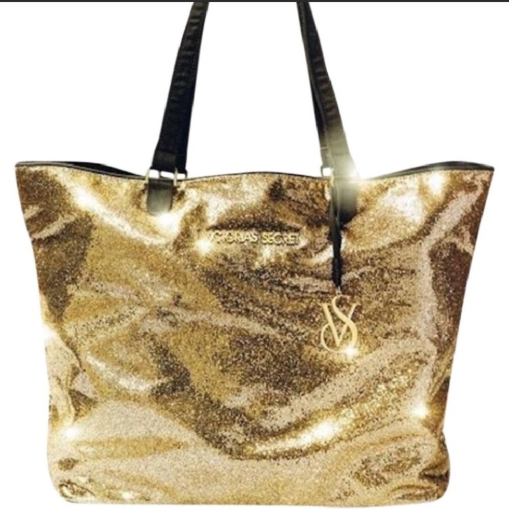 Victoria secrete Large gold sequin tote bag